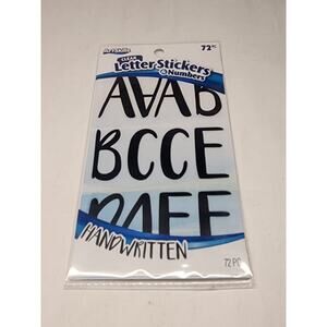 New - Art Skills 72 Pc Letter Stickers & Numbers Color Clear Black Hand Written